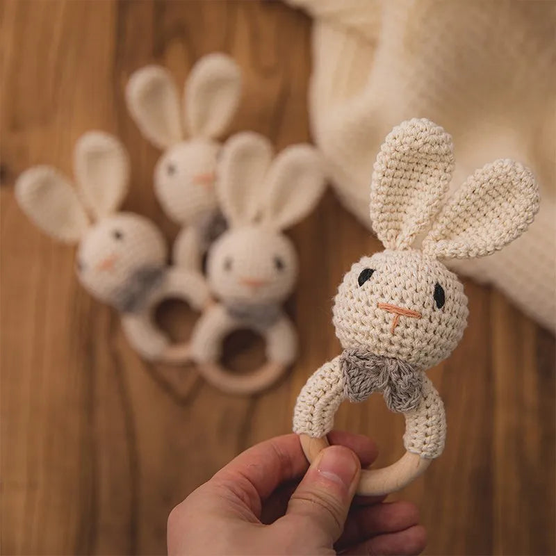 Wooden Animal Crochet Rattle