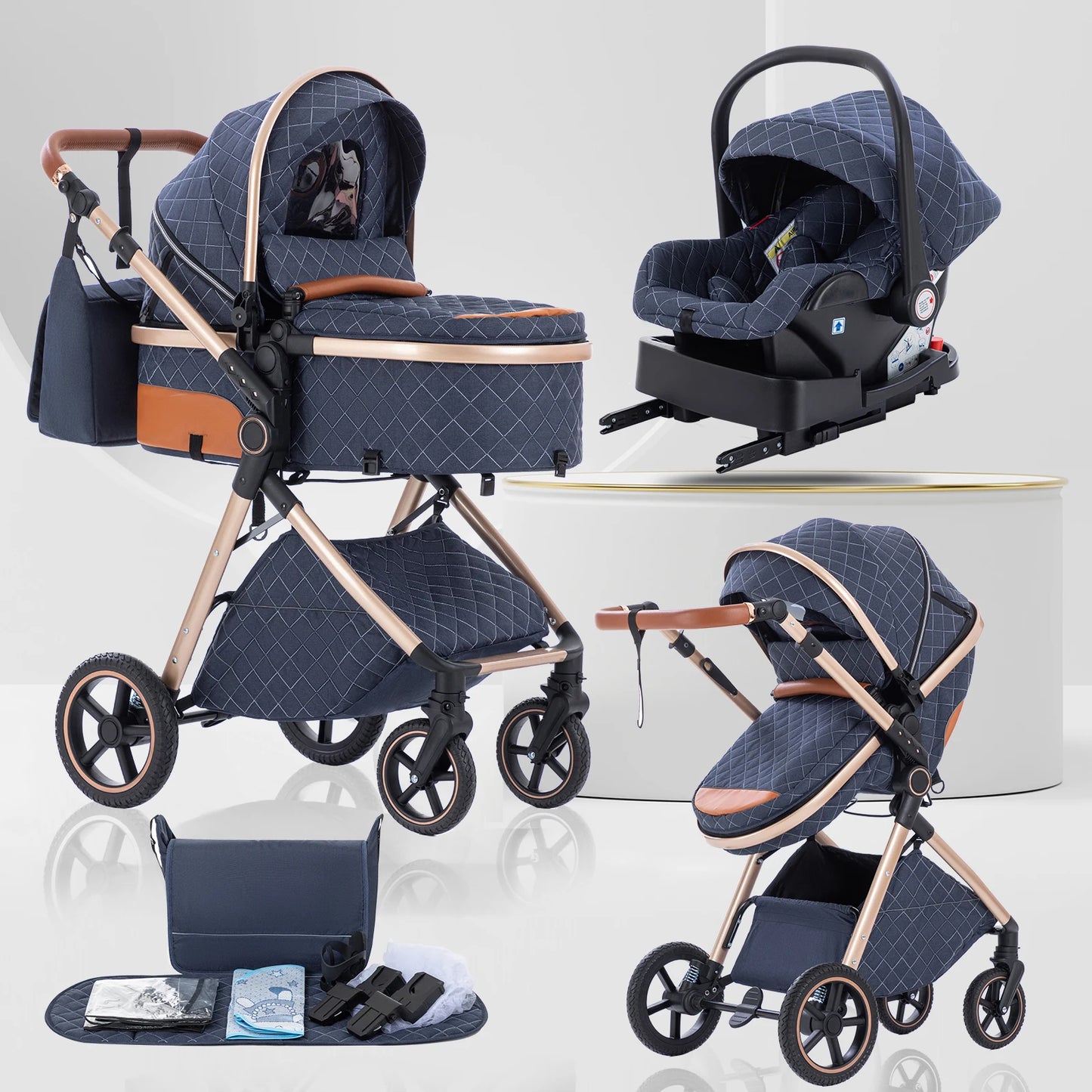 LuxeNest  3-in-1  Baby Strolle