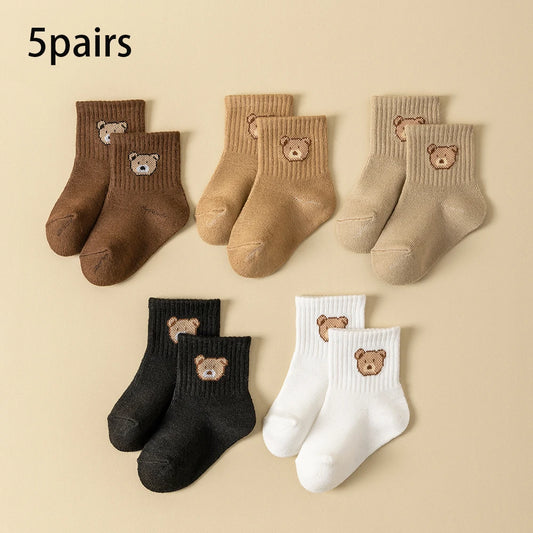 5 Pairs Baby Socks Cartoon Bear