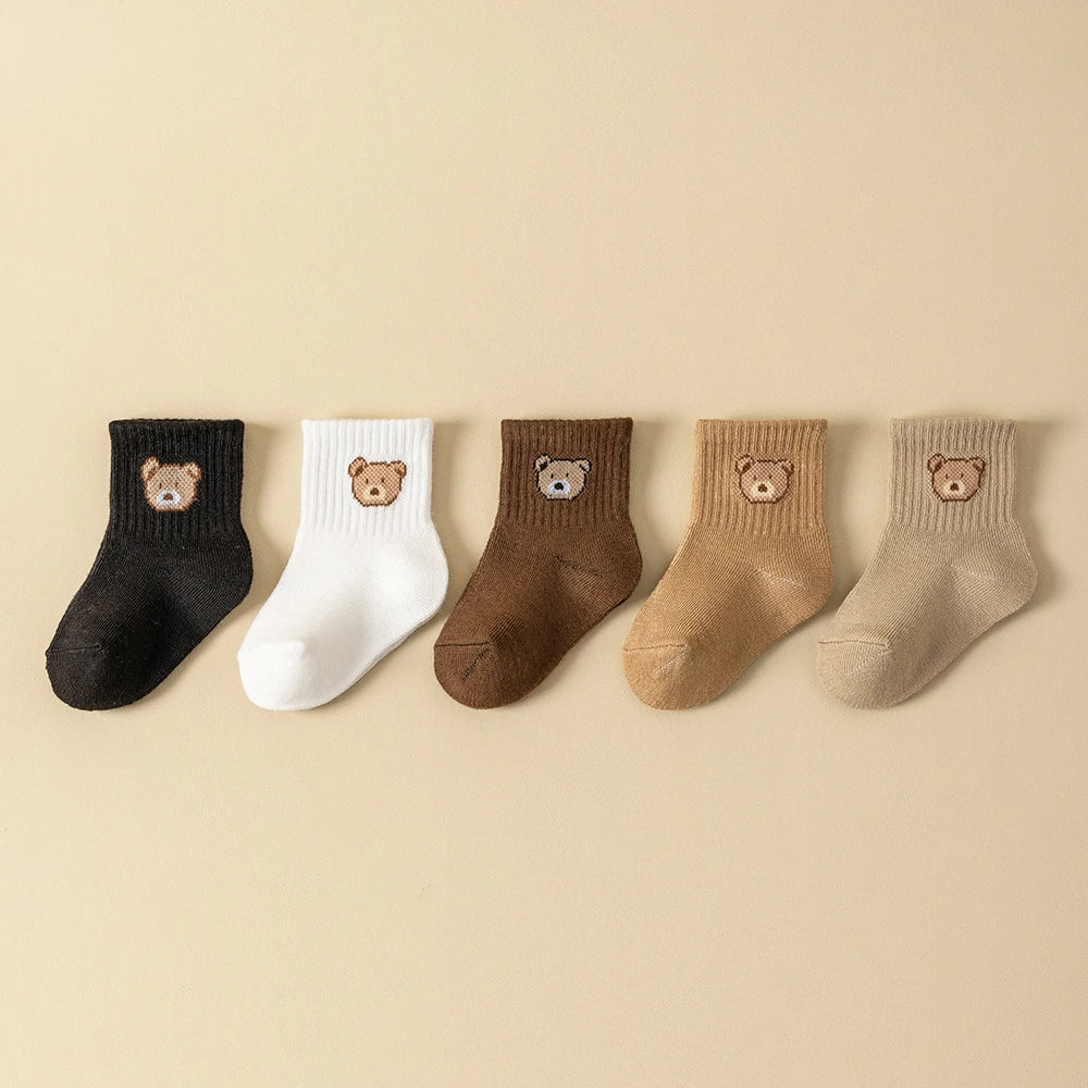 5 Pairs Baby Socks Cartoon Bear