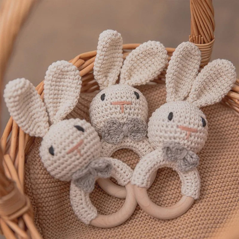 Wooden Animal Crochet Rattle