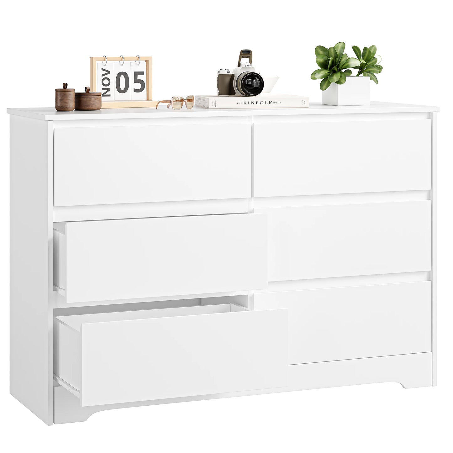 White 6-Drawer Chest