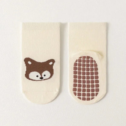 Cartoon Fox & Bear Non-Slip Sock Set