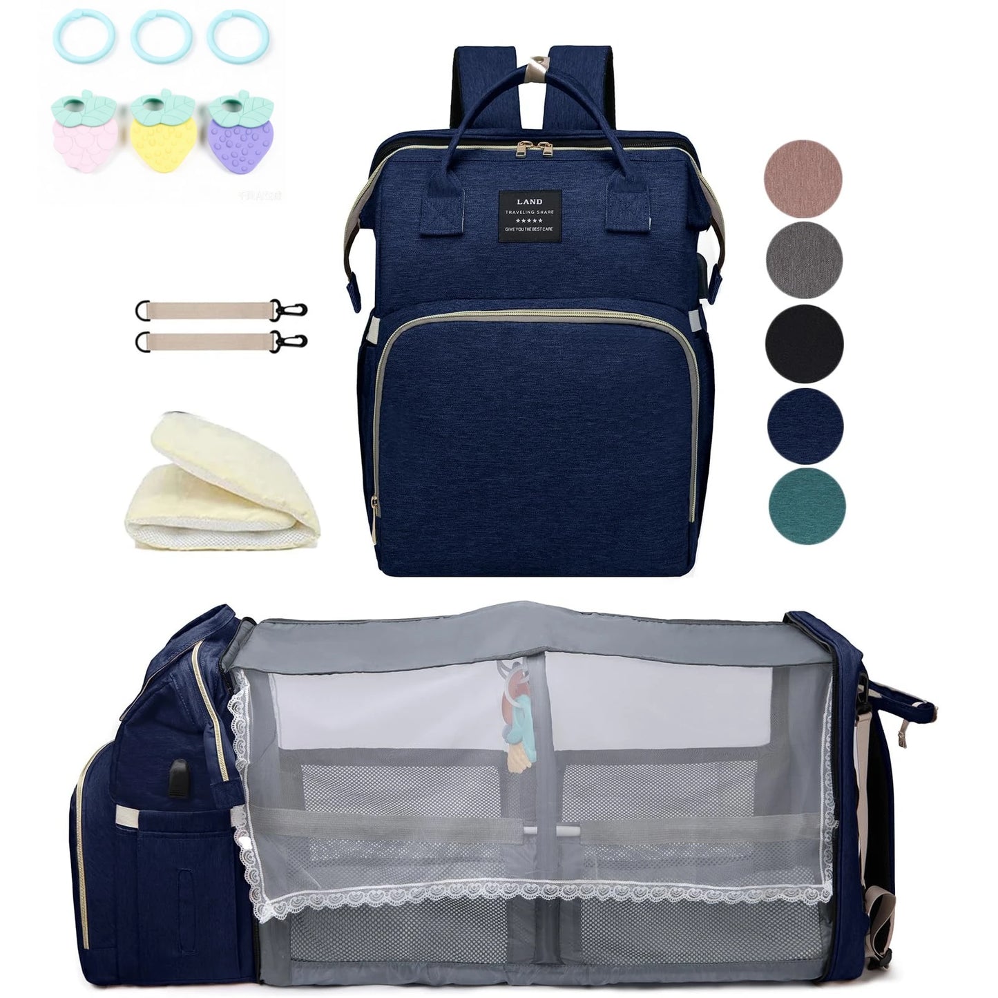 Mommy Bag with Folding Baby Bed