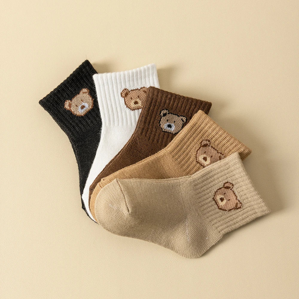 5 Pairs Baby Socks Cartoon Bear