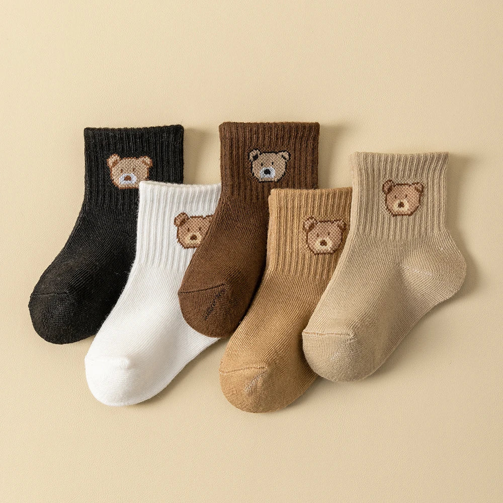 5 Pairs Baby Socks Cartoon Bear