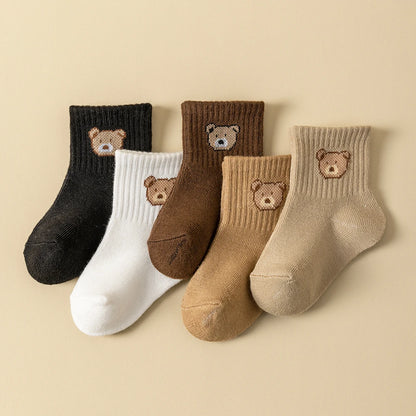 5 Pairs Baby Socks Cartoon Bear
