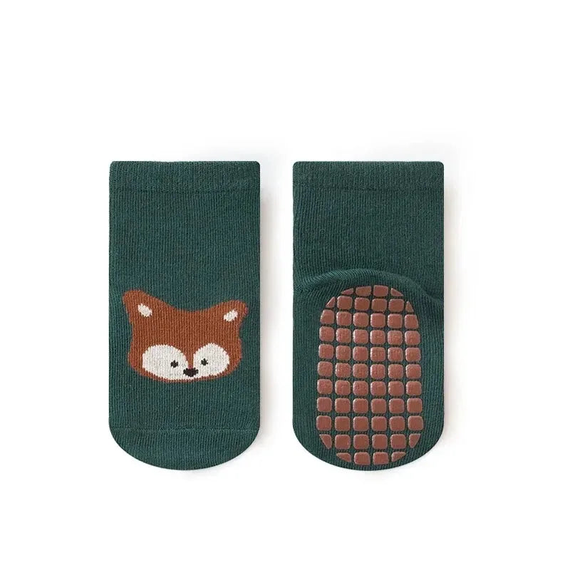 Cartoon Fox & Bear Non-Slip Sock Set