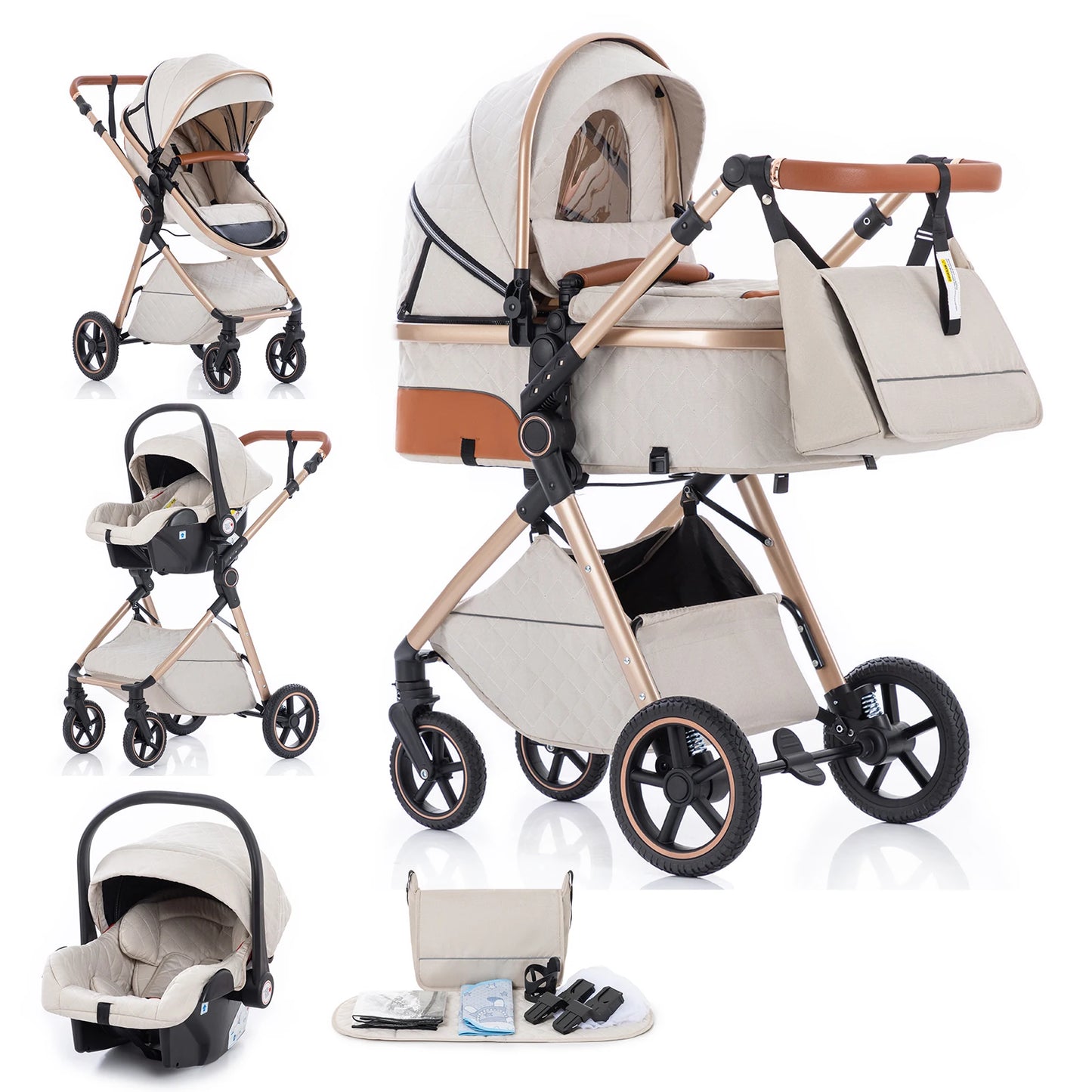 LuxeNest  3-in-1  Baby Strolle