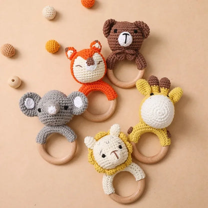 Wooden Animal Crochet Rattle