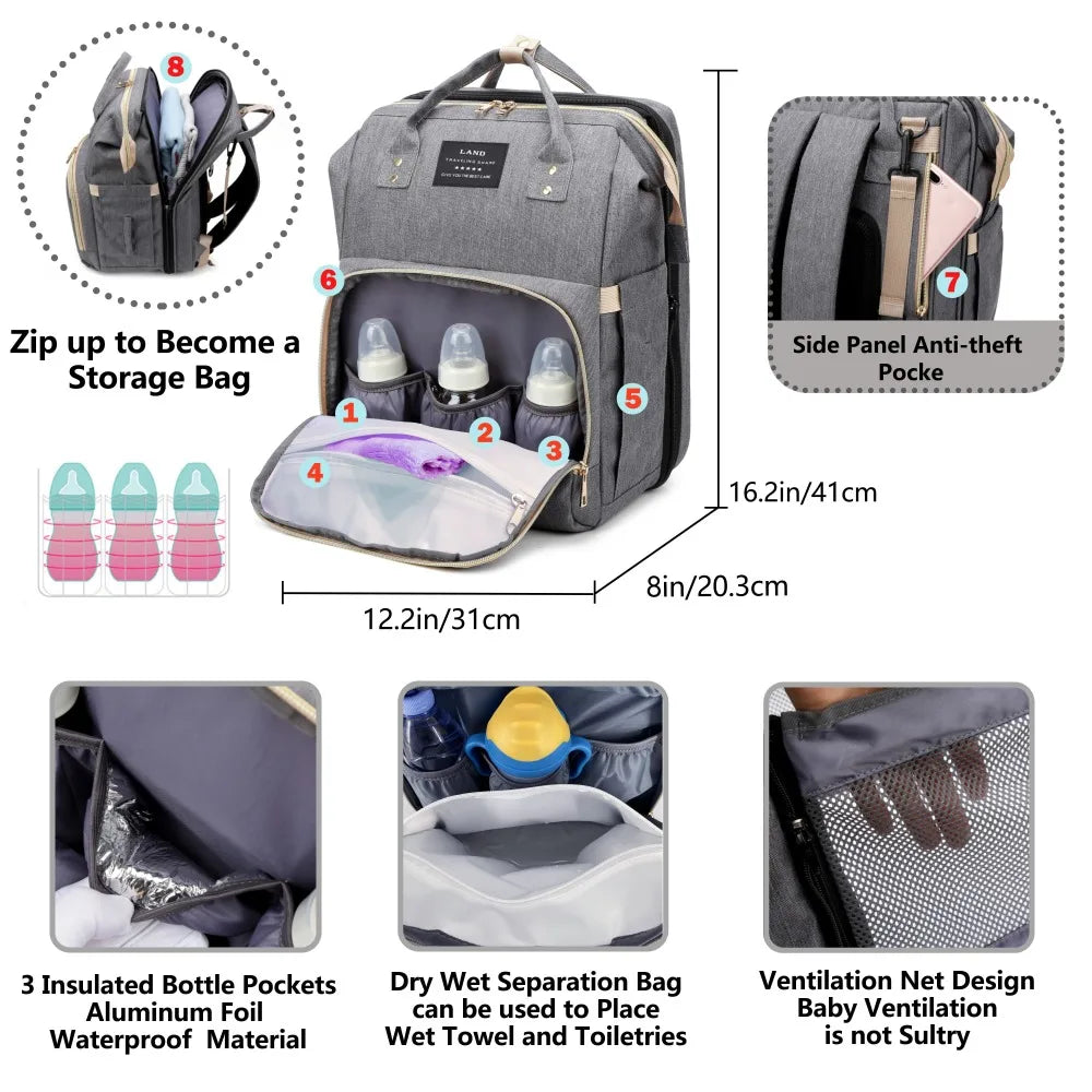 Mommy Bag with Folding Baby Bed