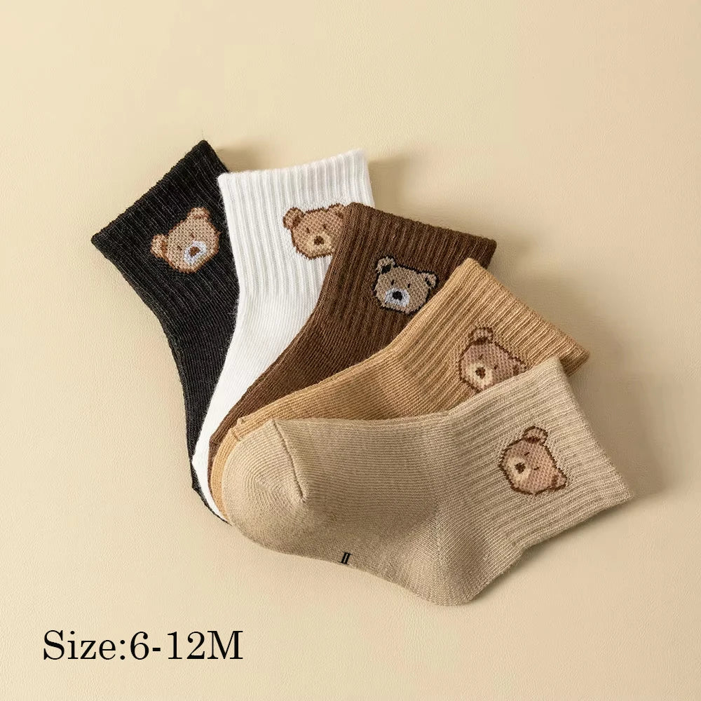 5 Pairs Baby Socks Cartoon Bear