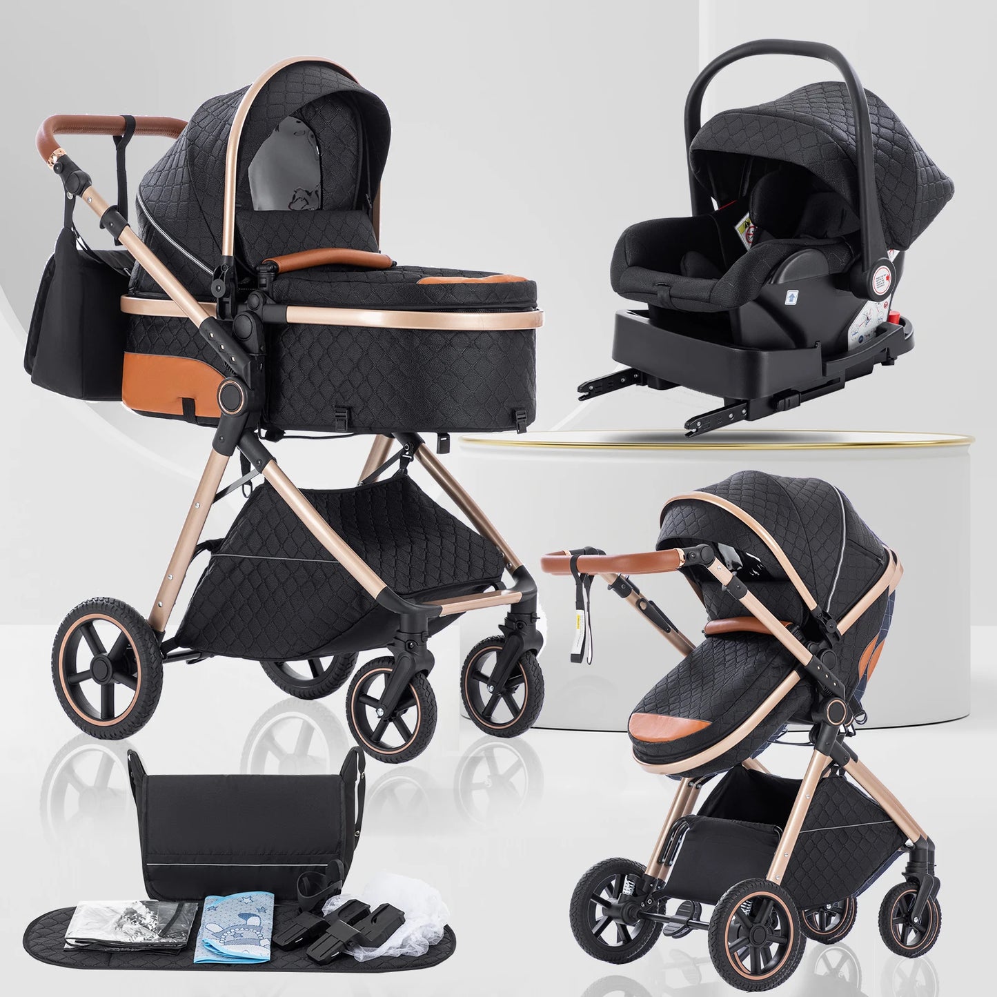LuxeNest  3-in-1  Baby Strolle