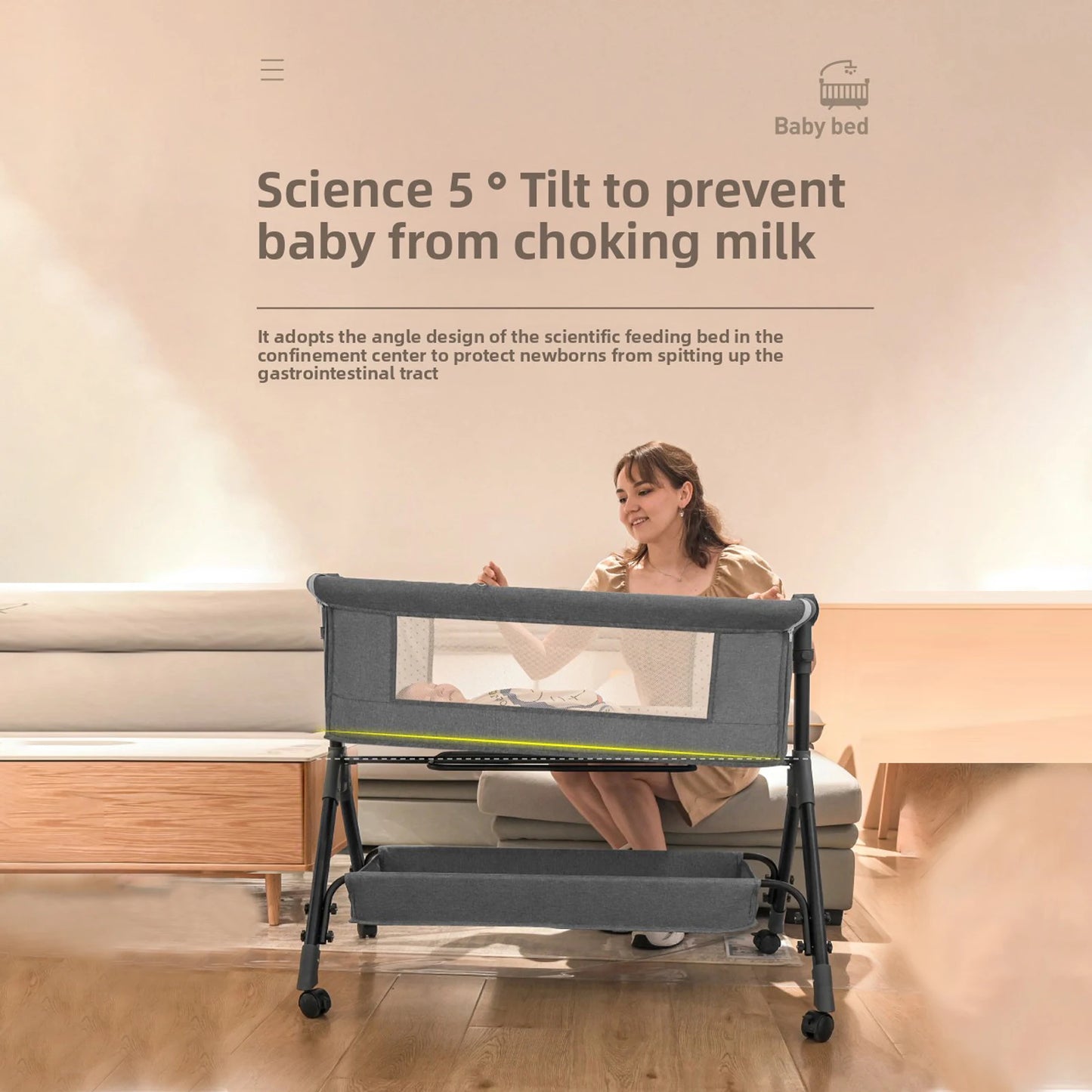 CalmCradle™ Rocking Bedside Cot