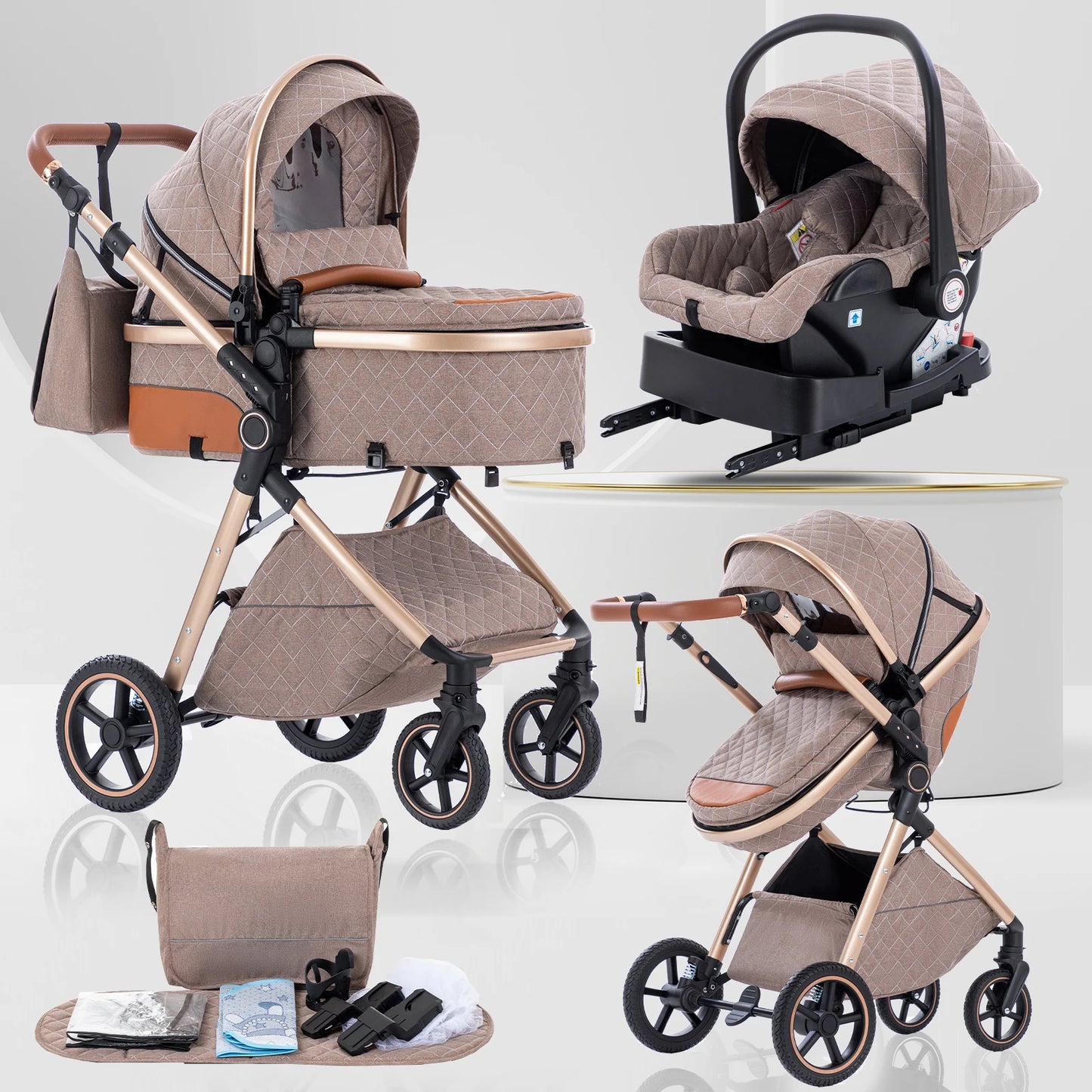 LuxeNest  3-in-1  Baby Strolle