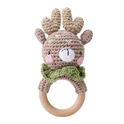 Wooden Animal Crochet Rattle