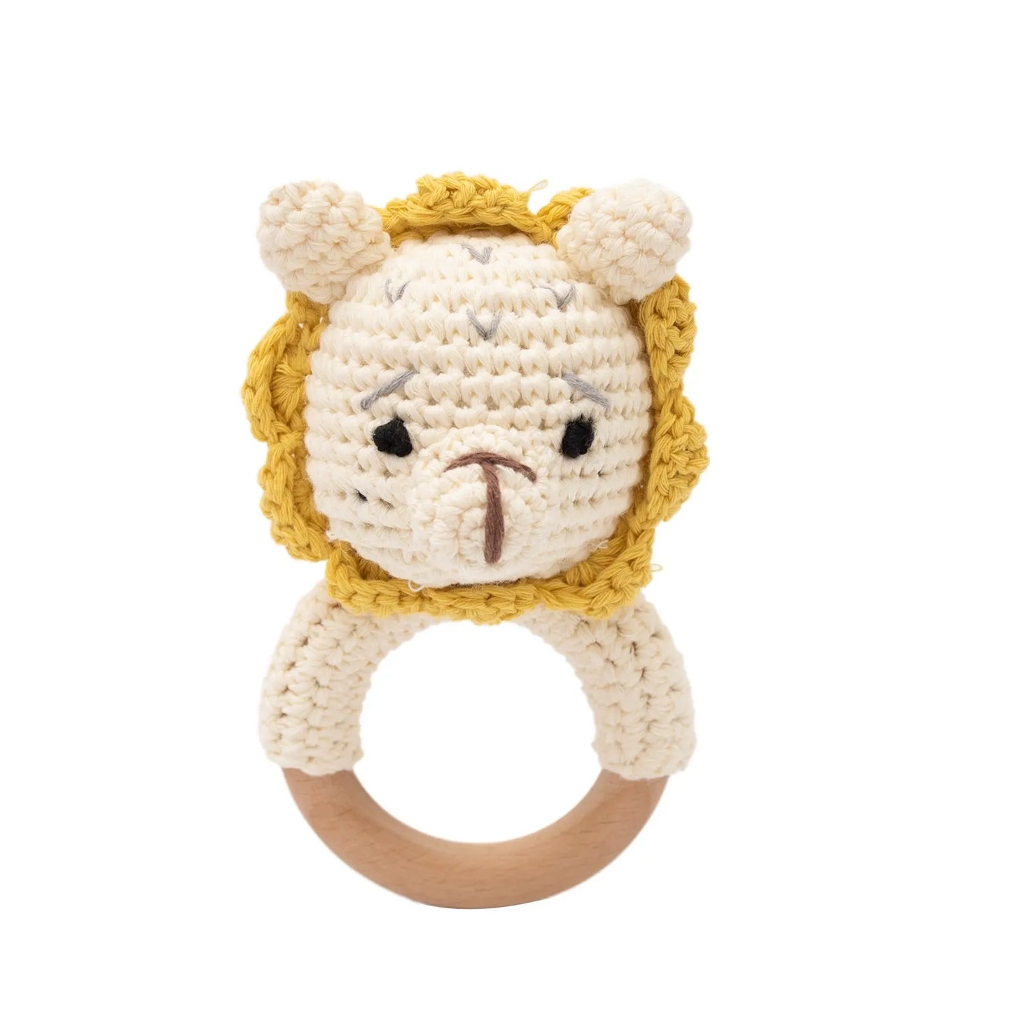 Wooden Animal Crochet Rattle