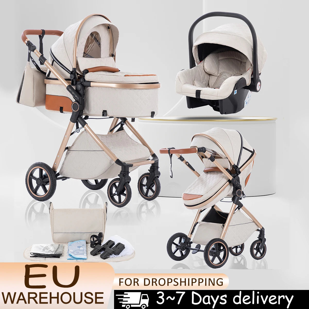 LuxeNest  3-in-1  Baby Strolle