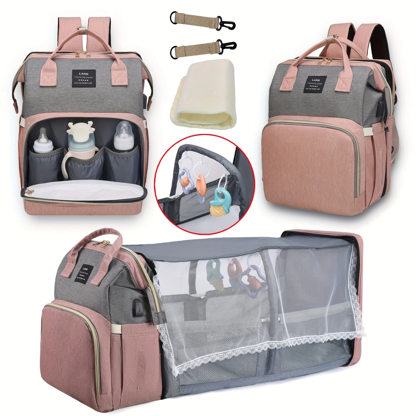 Mommy Bag with Folding Baby Bed