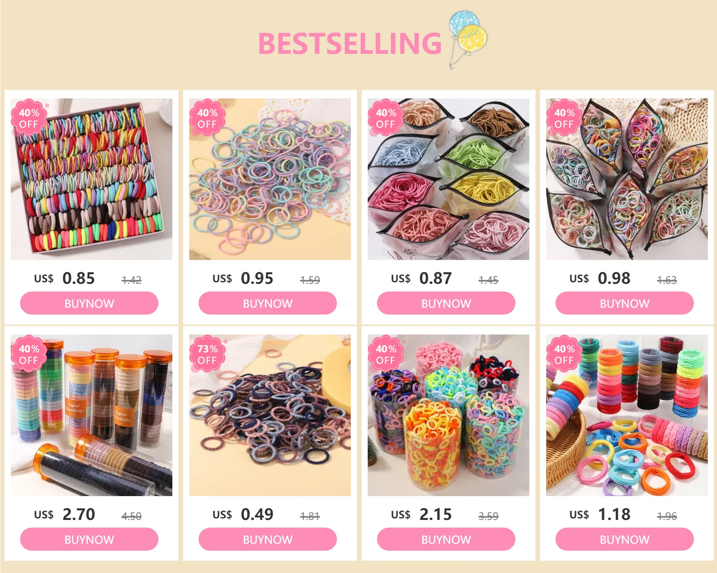 Colourful Hair Tie Set