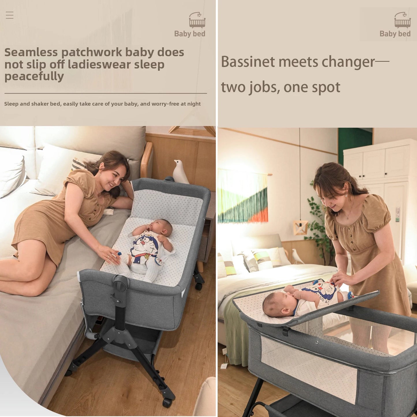 CalmCradle™ Rocking Bedside Cot
