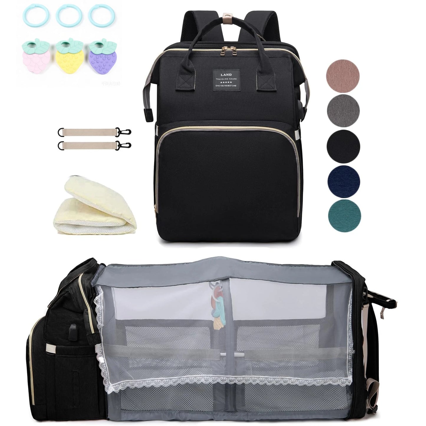 Mommy Bag with Folding Baby Bed
