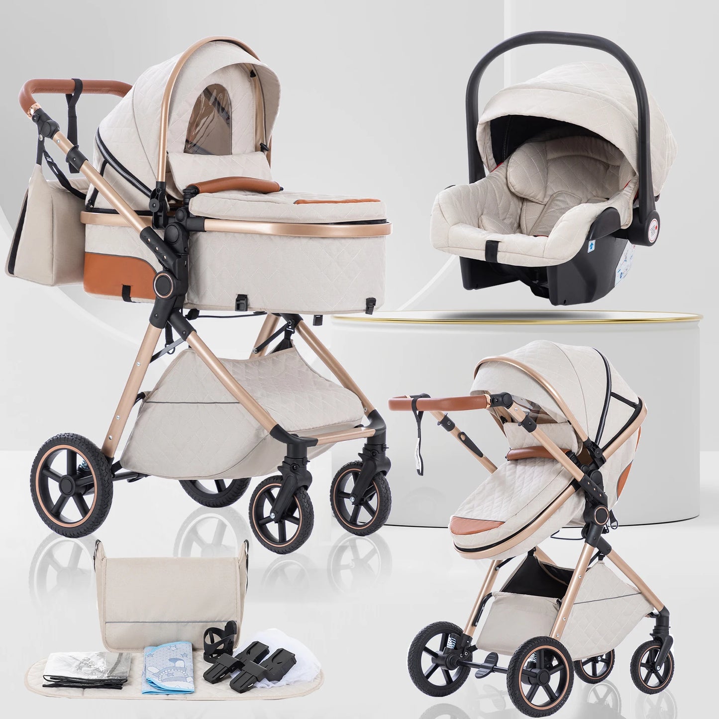 LuxeNest  3-in-1  Baby Strolle