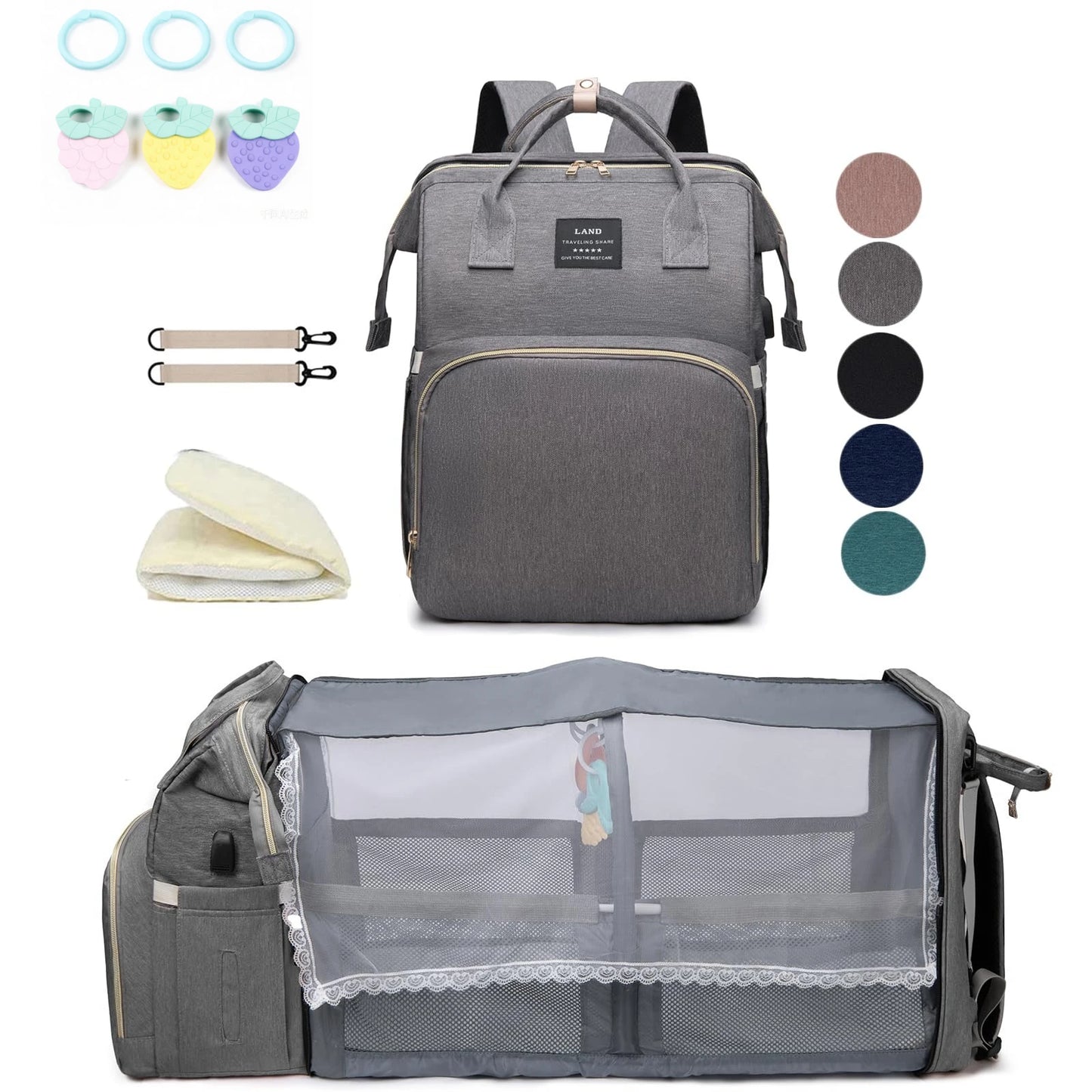 Mommy Bag with Folding Baby Bed