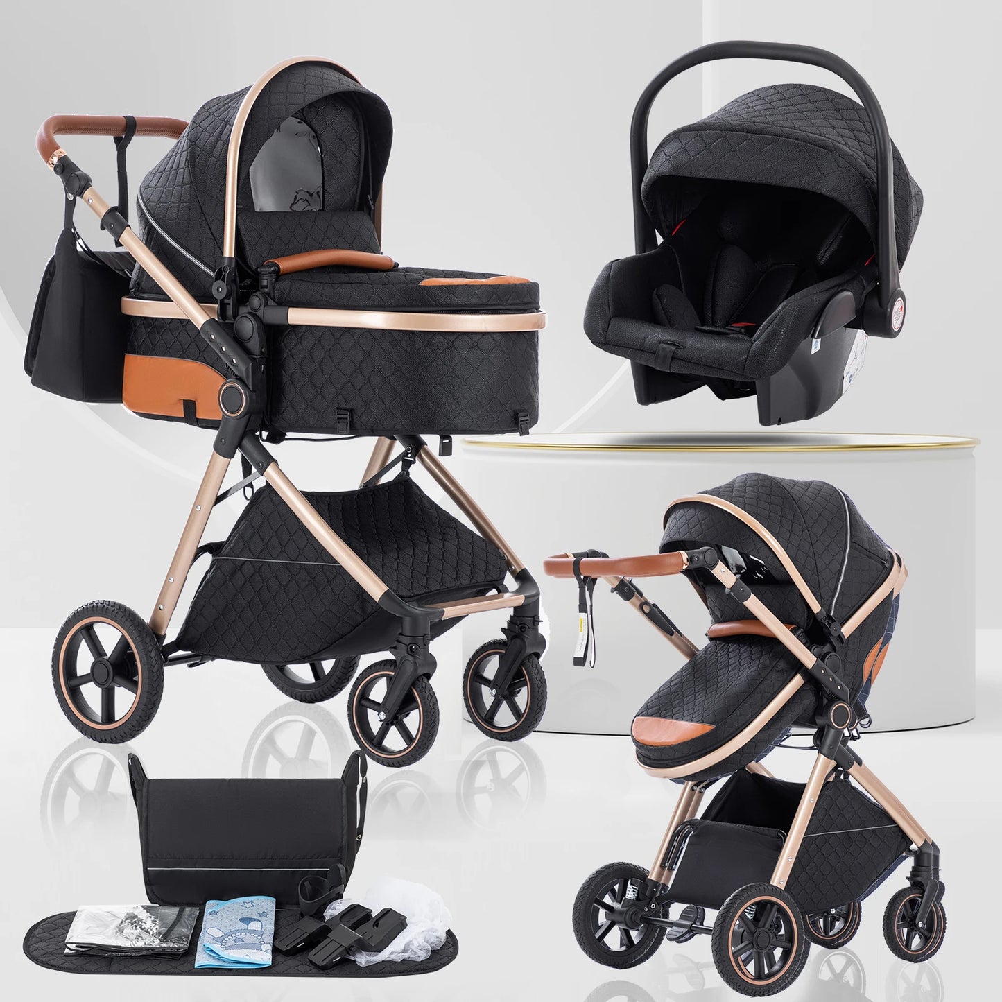 LuxeNest  3-in-1  Baby Strolle