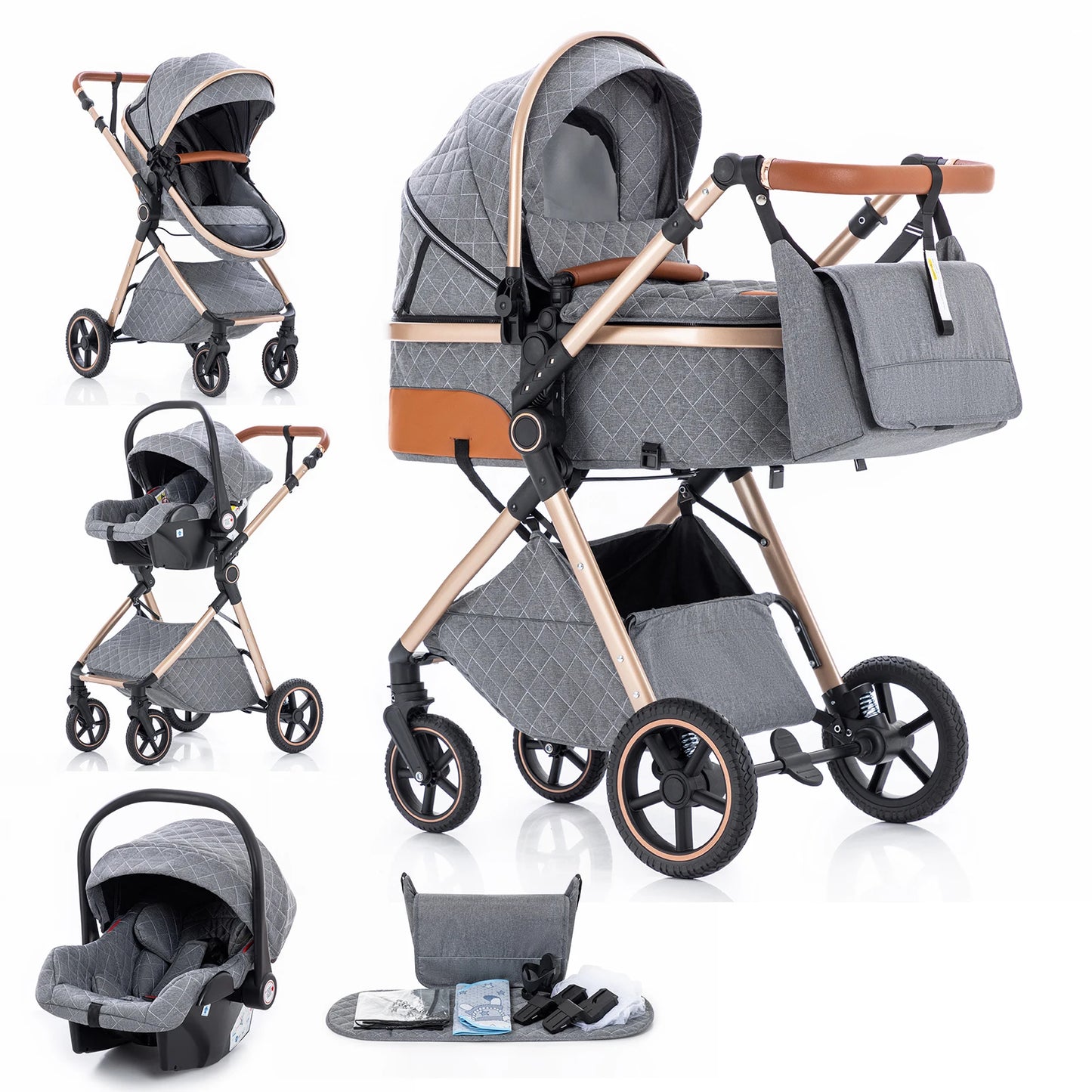 LuxeNest  3-in-1  Baby Strolle