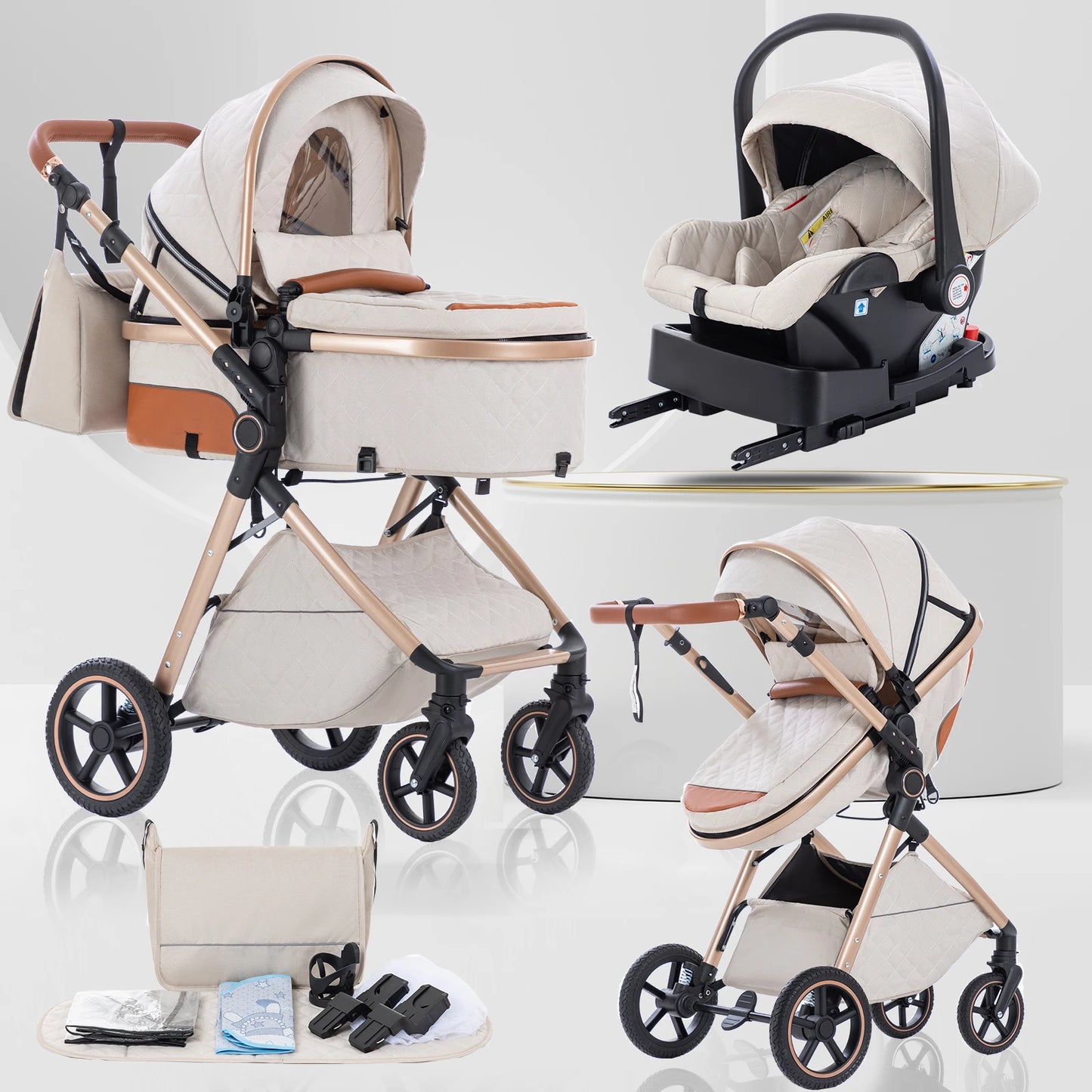 LuxeNest  3-in-1  Baby Strolle
