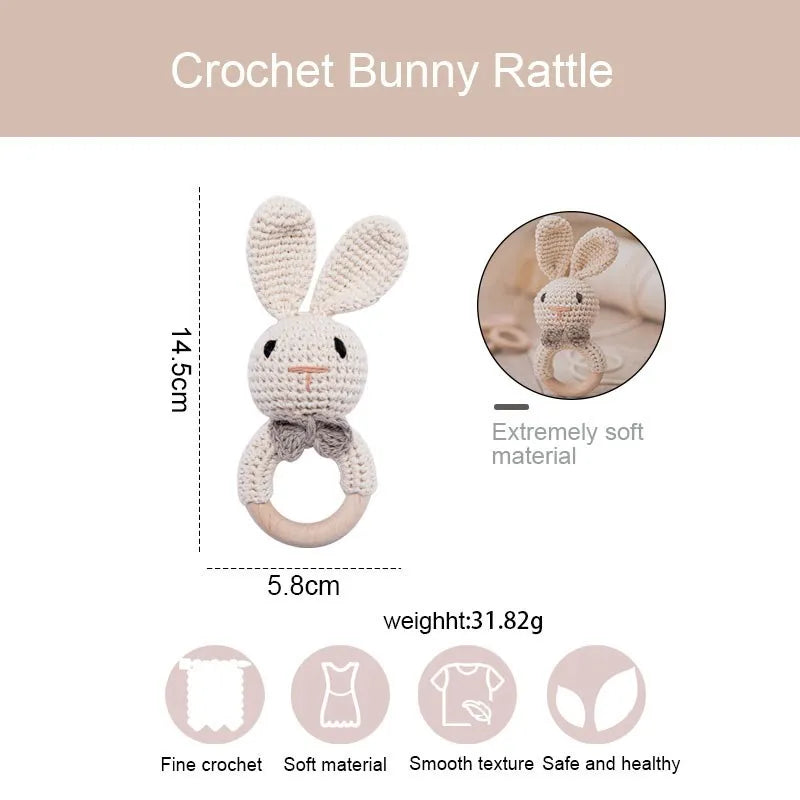 Wooden Animal Crochet Rattle