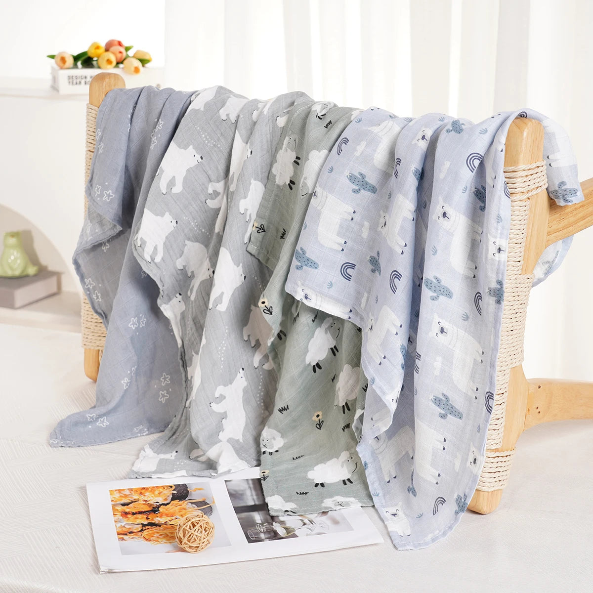 Bamboo Cotton Muslin Bib Set (4pcs)