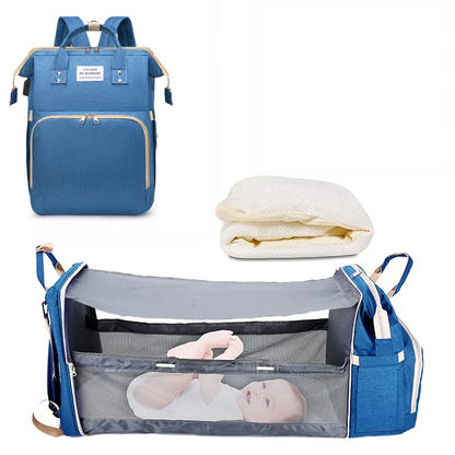 3-in-1 Diaper Bag Backpack with Baby Bed