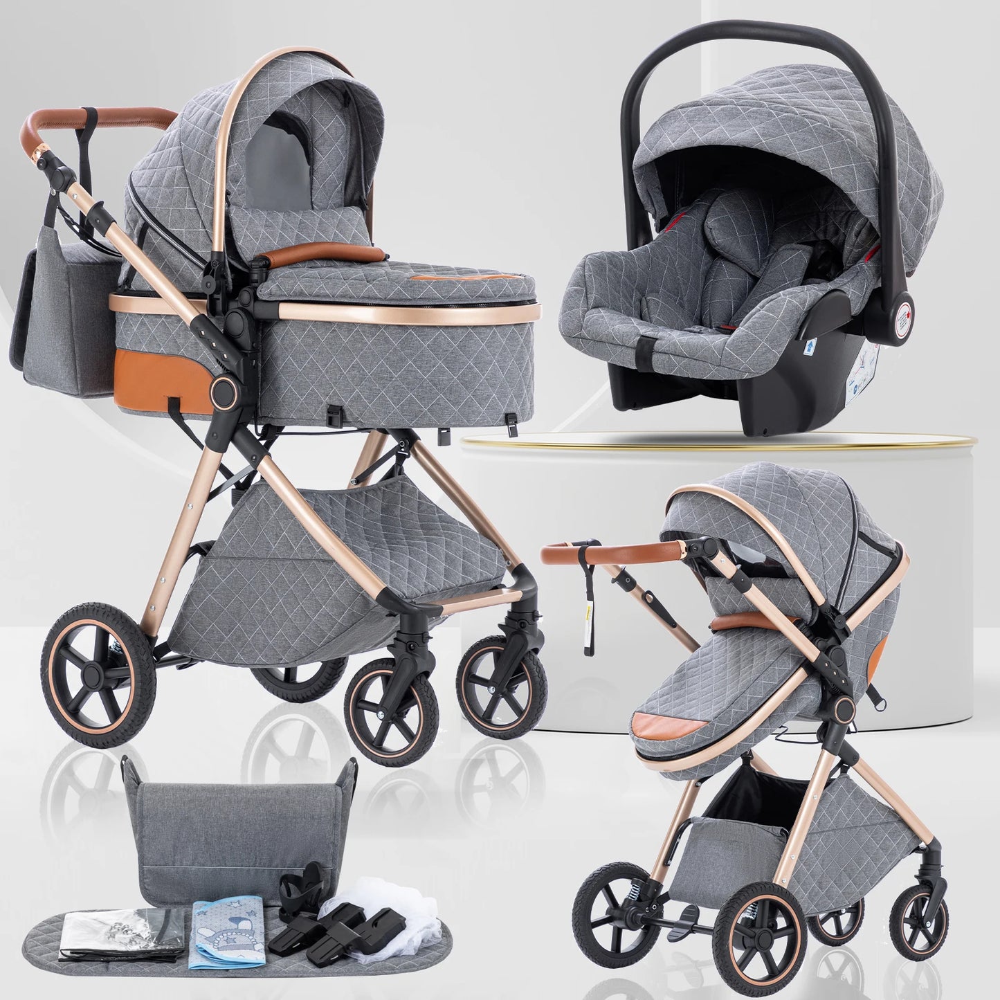 LuxeNest  3-in-1  Baby Strolle