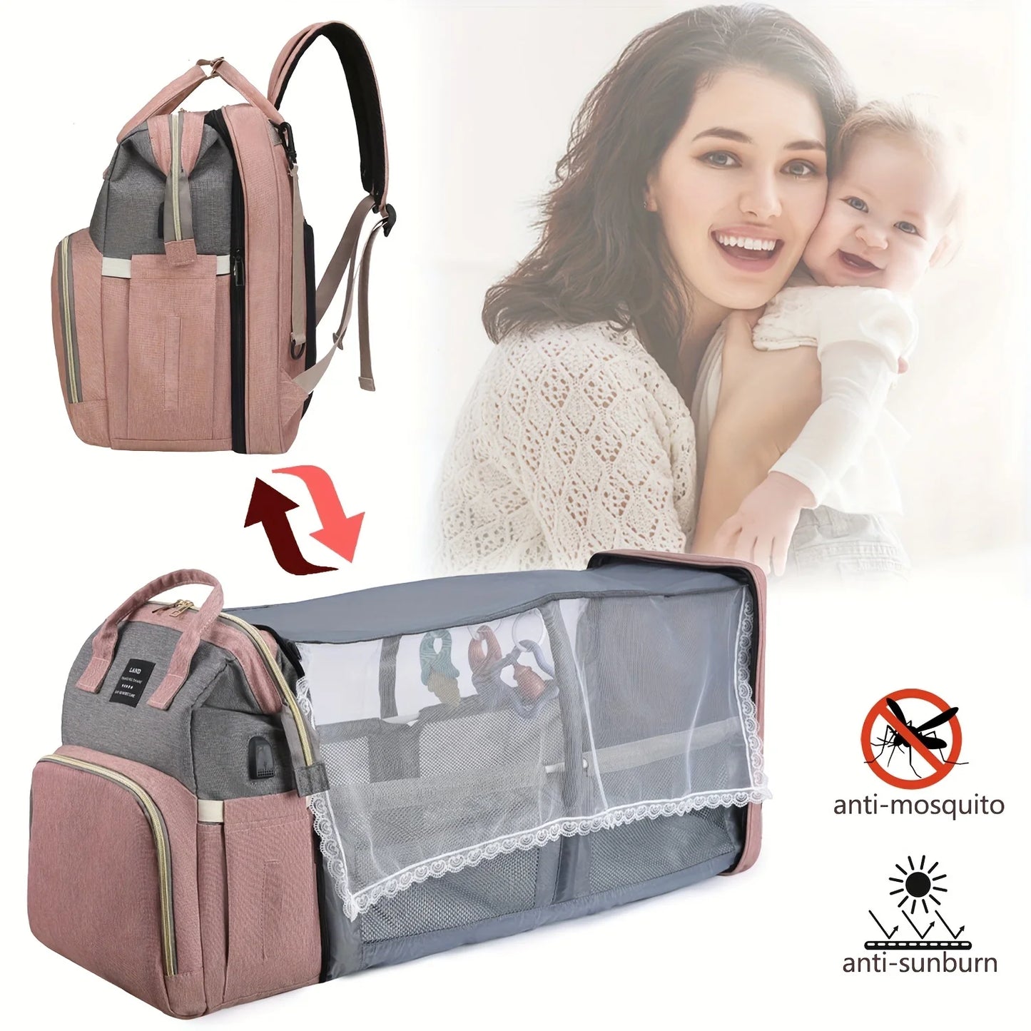 Mommy Bag with Folding Baby Bed