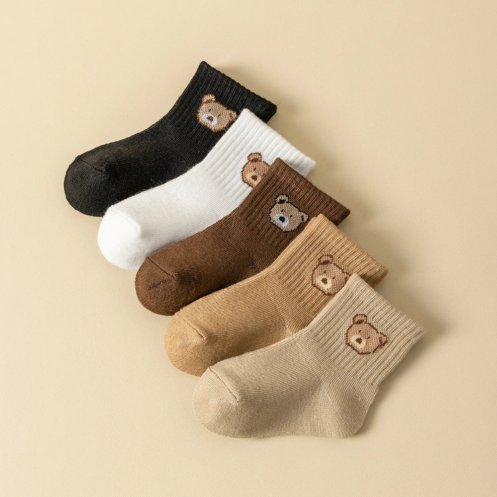 5 Pairs Baby Socks Cartoon Bear
