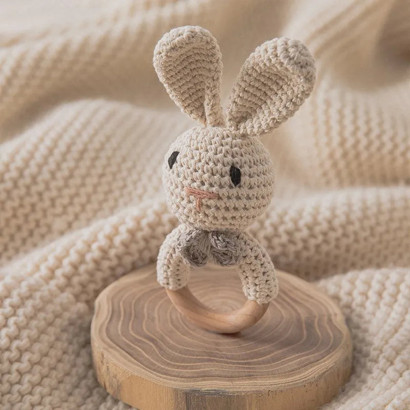 Wooden Animal Crochet Rattle
