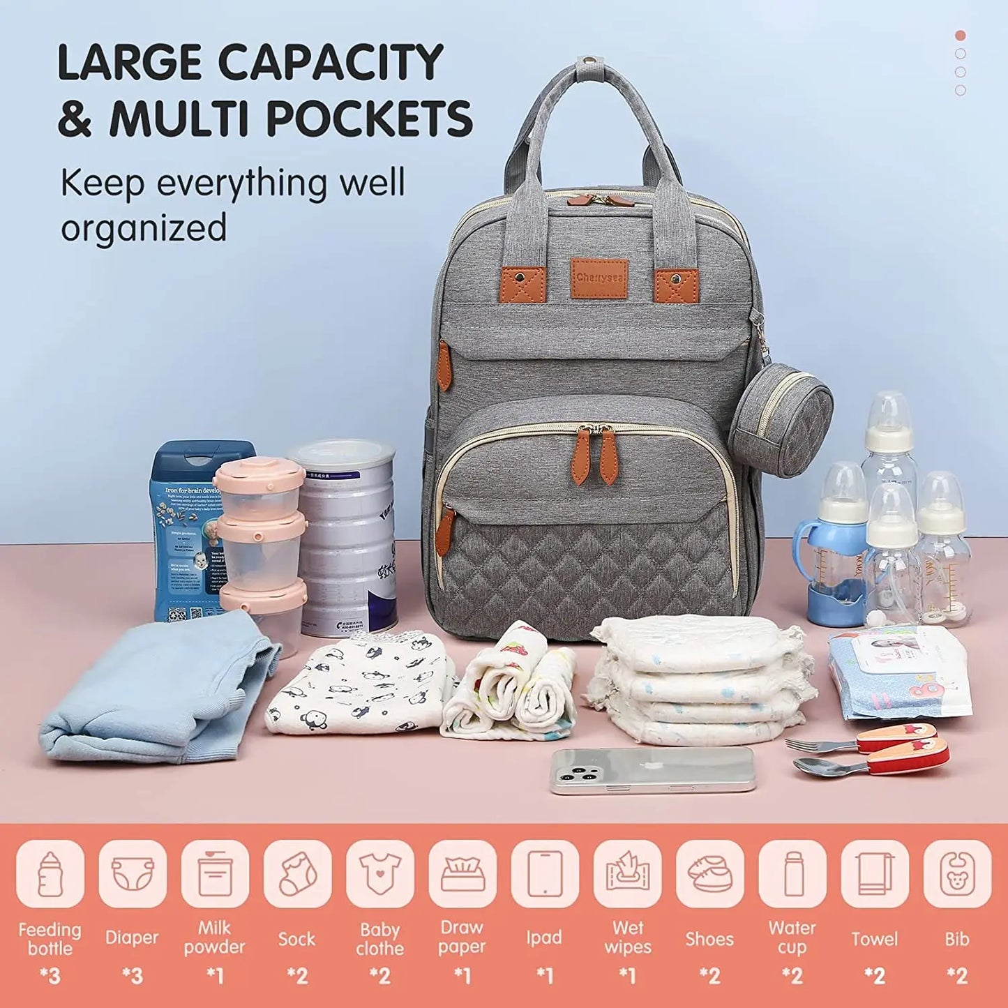 3-in-1 Diaper Bag Backpack with Baby Bed