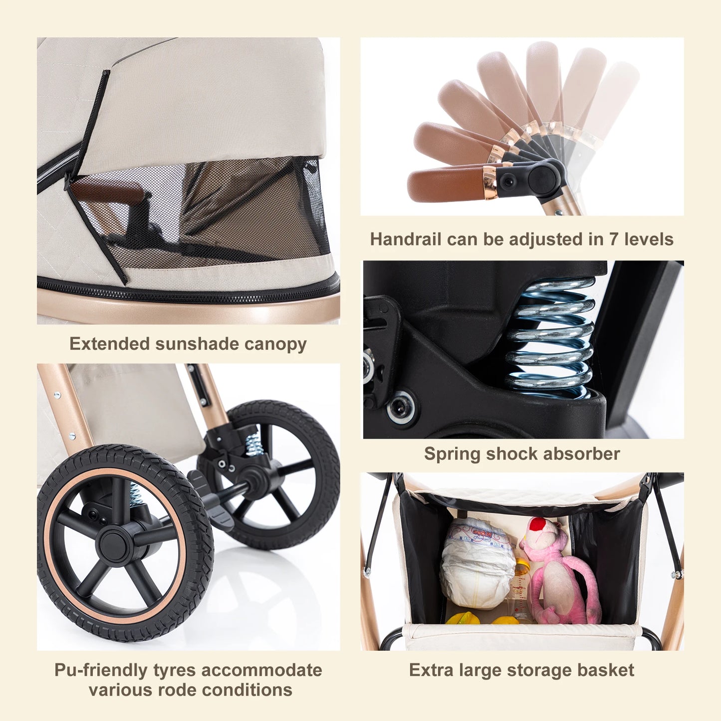 LuxeNest  3-in-1  Baby Strolle