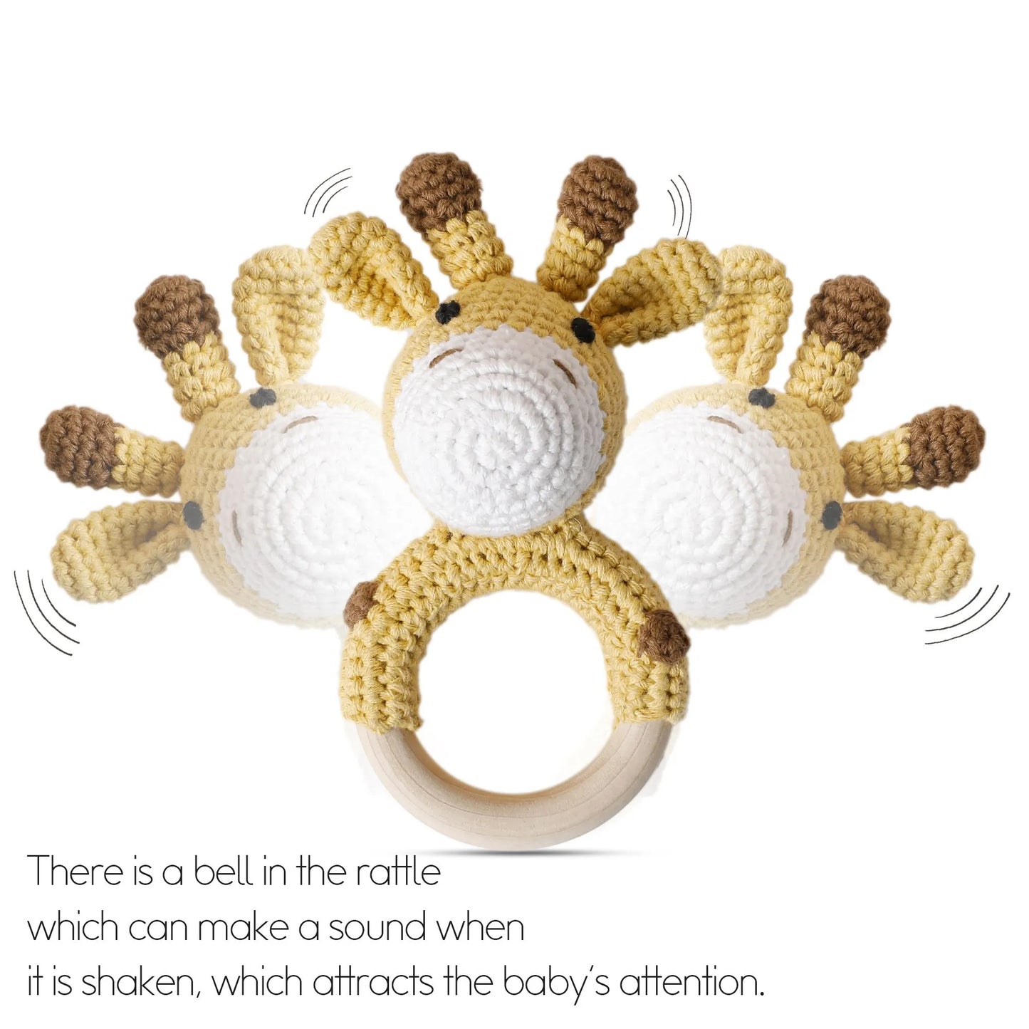 Wooden Animal Crochet Rattle