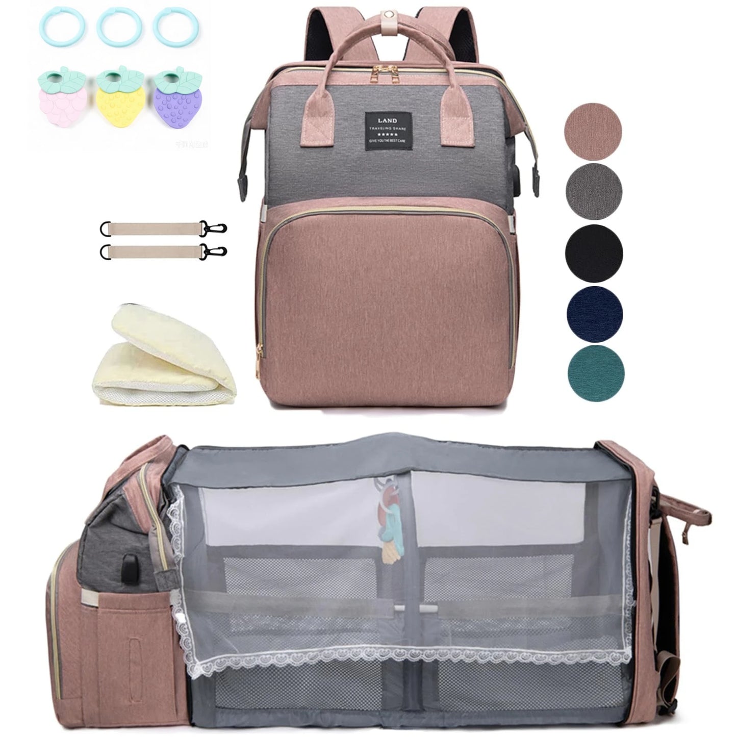 Mommy Bag with Folding Baby Bed