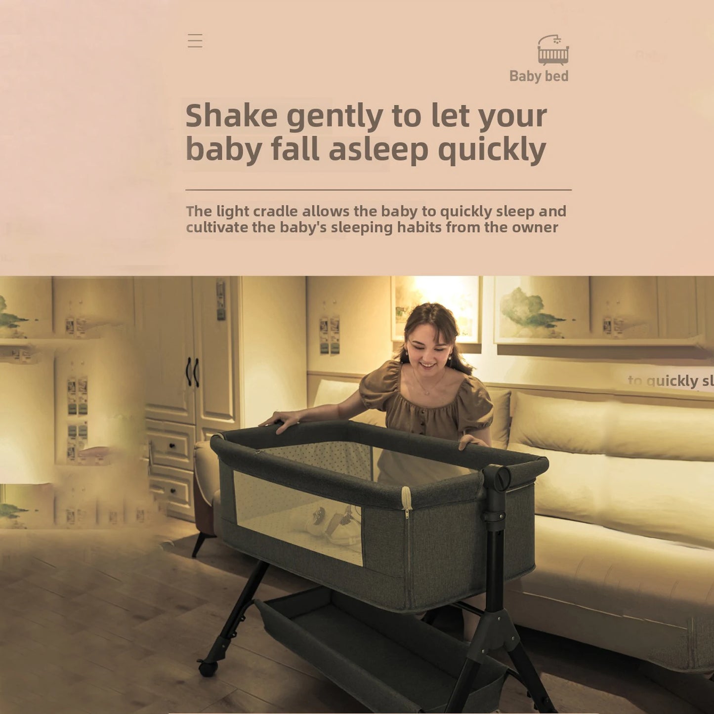 CalmCradle™ Rocking Bedside Cot