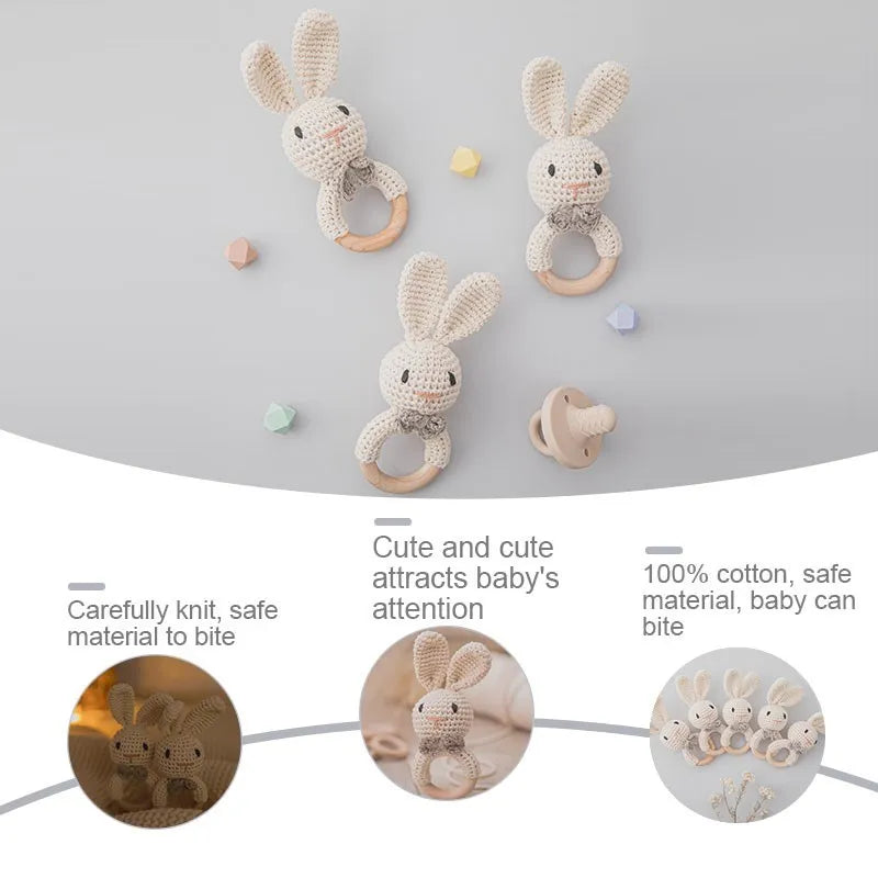 Wooden Animal Crochet Rattle
