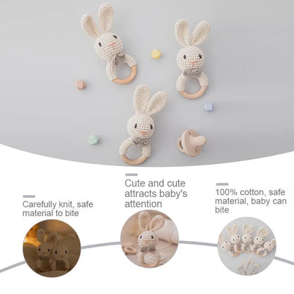Wooden Animal Crochet Rattle