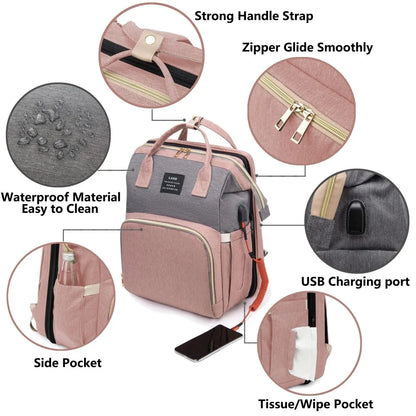 Mommy Bag with Folding Baby Bed