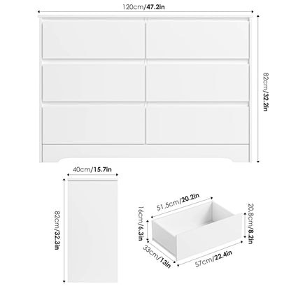 White 6-Drawer Chest