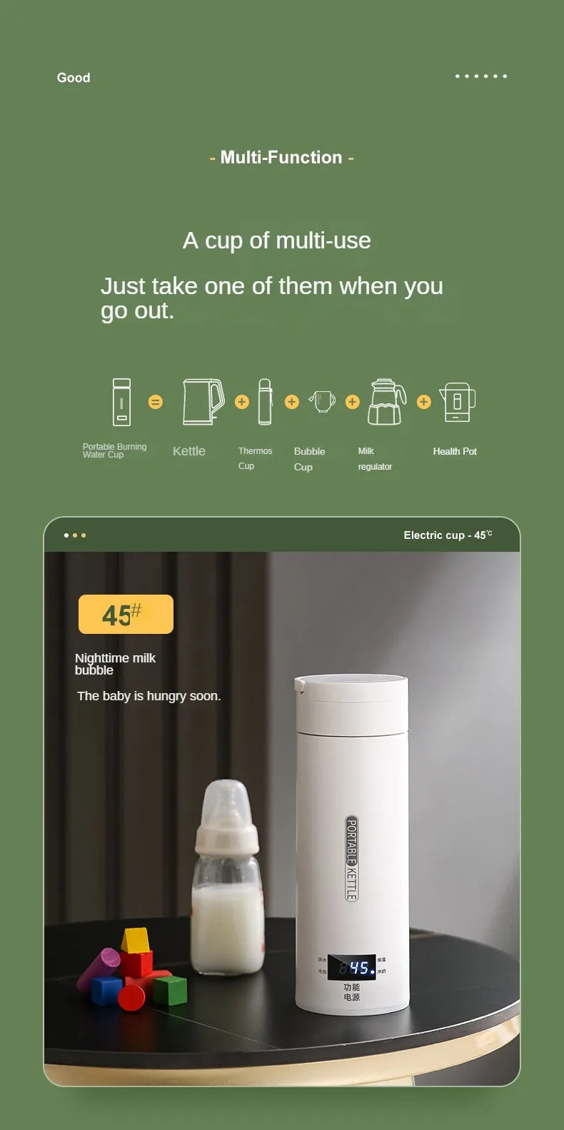 HeatMate™ 500ml Travel Electric Bottle Kettle