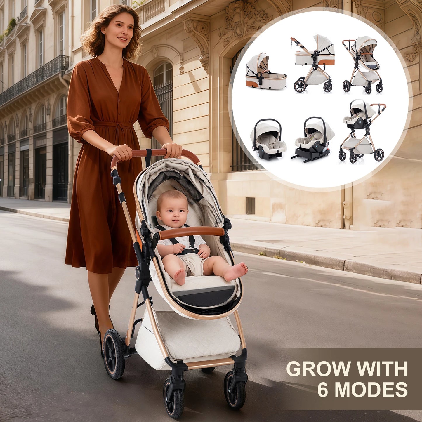 LuxeNest  3-in-1  Baby Strolle