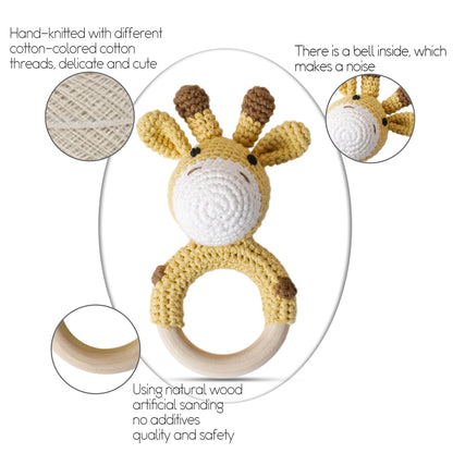 Wooden Animal Crochet Rattle